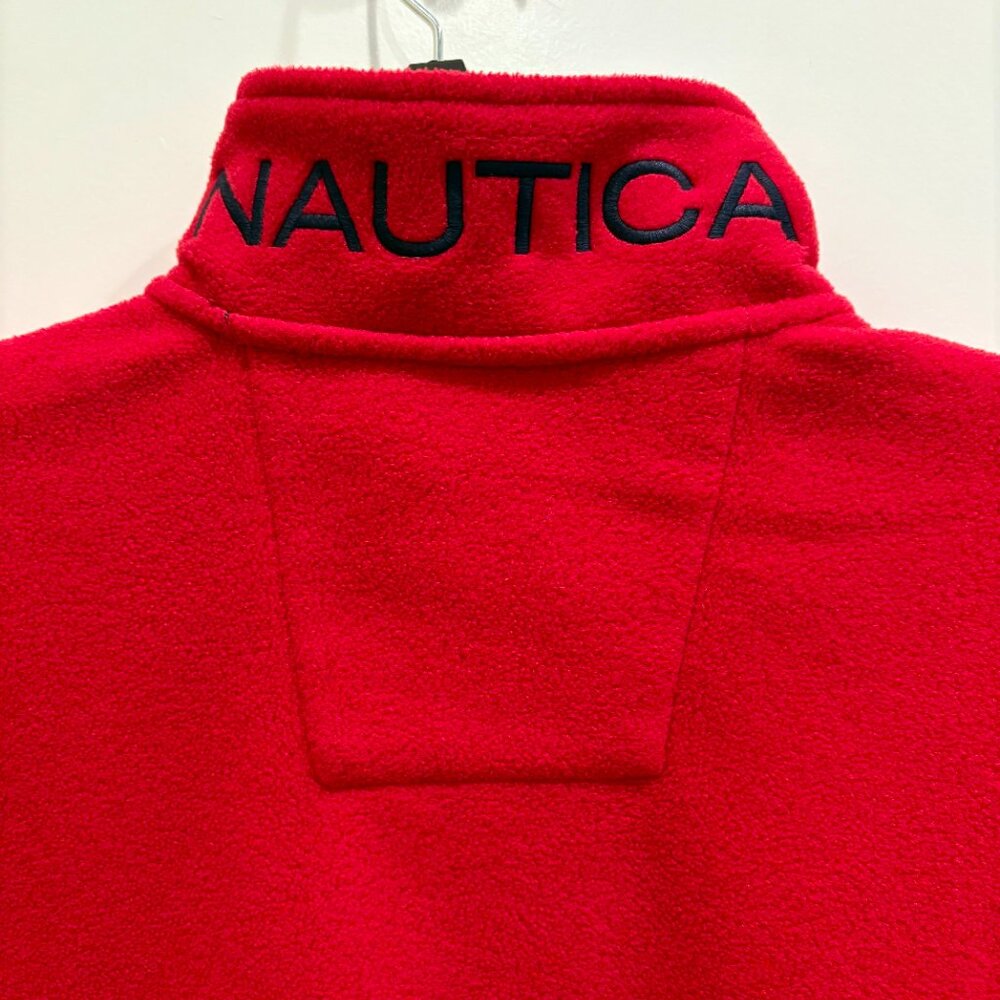 Nautica Red Fleece Pullover Quarter Zipper with Long Sleeves - Picture 4 of 9